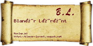 Blanár Lóránt névjegykártya