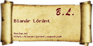 Blanár Lóránt névjegykártya